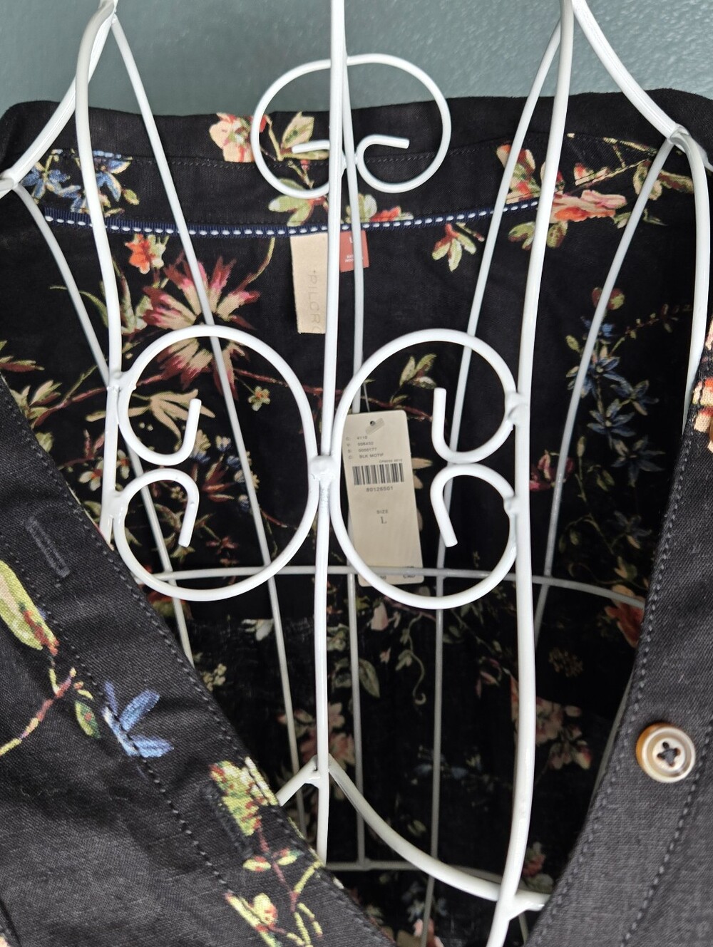 NWT Anthropolgie Pilcro Cropped Tie Waist Crop Top In Black Floral Size Large - Picture 7 of 14